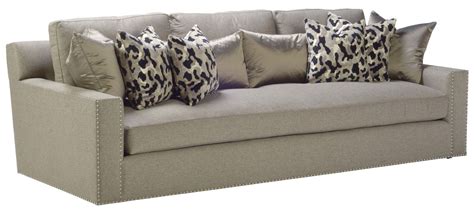 basic gray fabric couch metal trim|gray leather couch with nailhead.